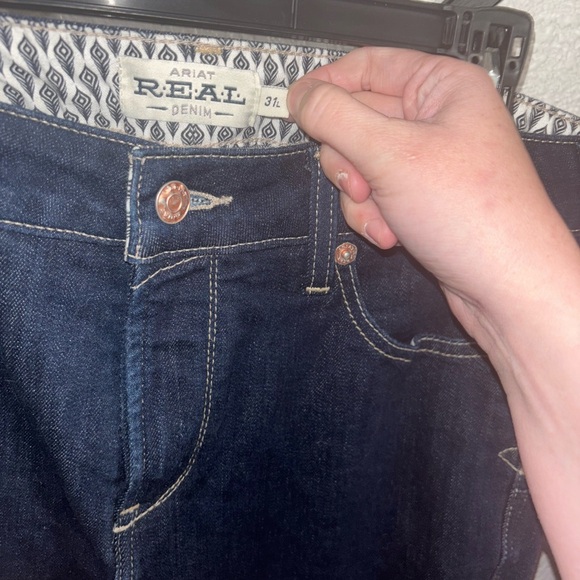 Ariat REAL Denim Men’s Jeans 31 Long Dark Wash Straight Leg Western Cowboy - Picture 3 of 4